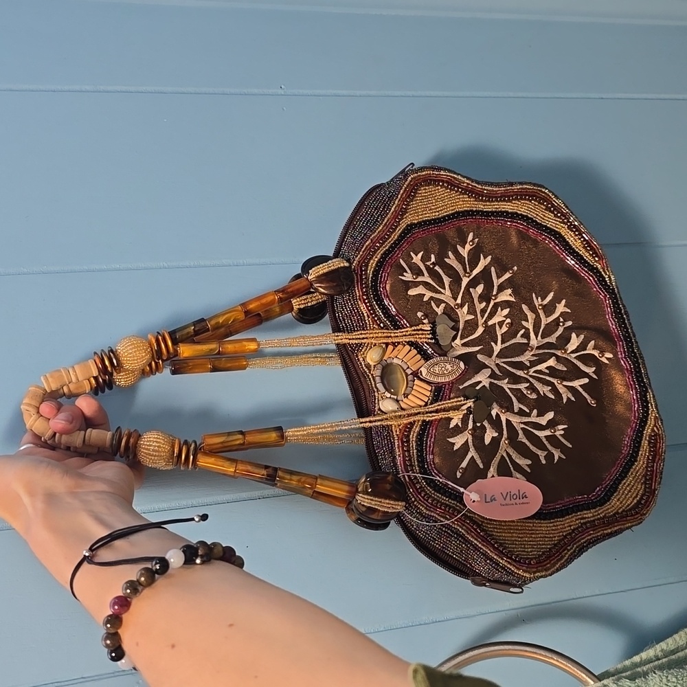 La Viola beaded & embroidered book bag